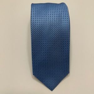Robert Talbott Best of Class 100% Silk Tie. Two Tone Blue Silver Dots